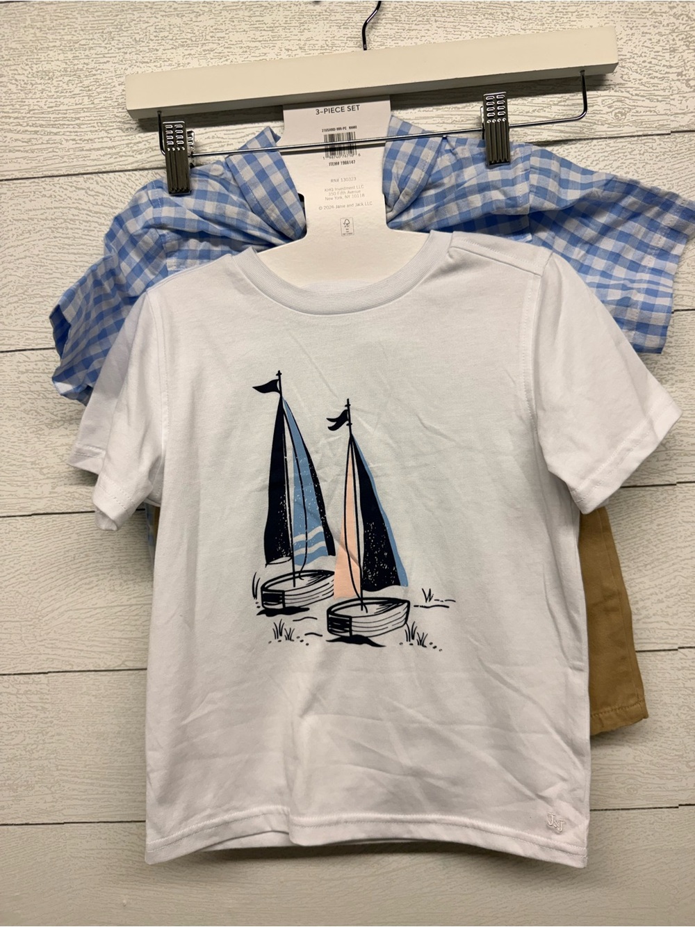 Janie and Jack 3 piece set tee, polo shirt and shorts boys size 5 NWT